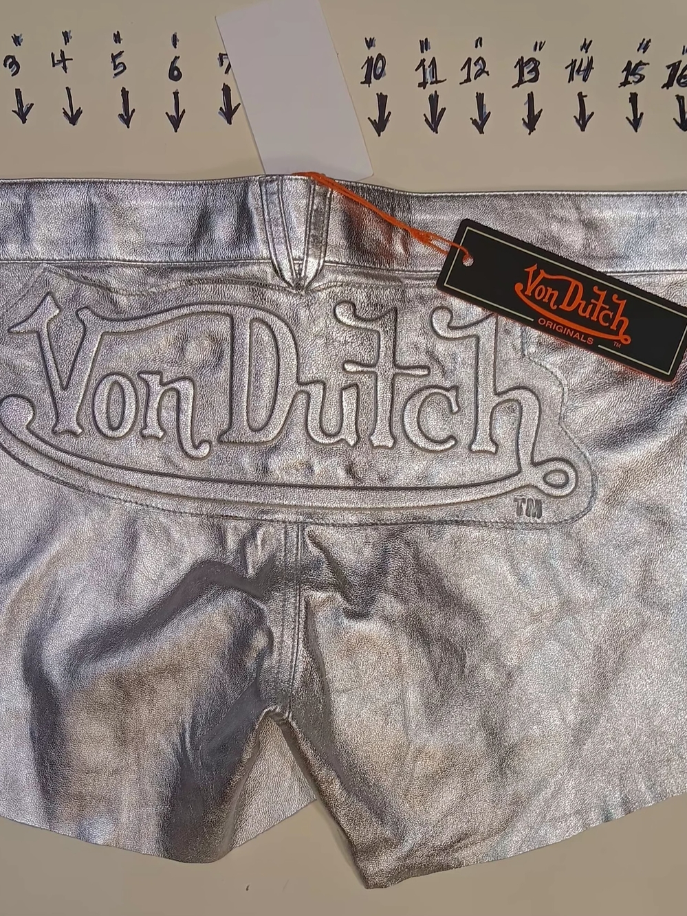 Von Dutch Leather Metallic Silver Shorts